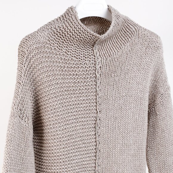 Fabiana Filippi Taupe Merino-Wool Beaded High-Neck Sweater - Picture 4 of 11